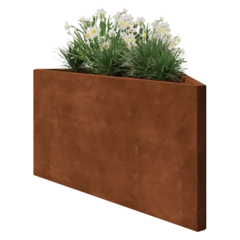 Floreira em aço corten - Triângulo isósceles - 112,2 x 60,5 x 60 cm - Sem placa de base
