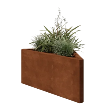 Floreira em aço corten - Triângulo isósceles - 83,9 x 46,4 x 40 cm - Sem placa de base