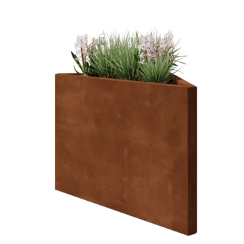 Floreira em aço corten - Triângulo isósceles - 83,9 x 46,4 x 60 cm - Sem placa de base