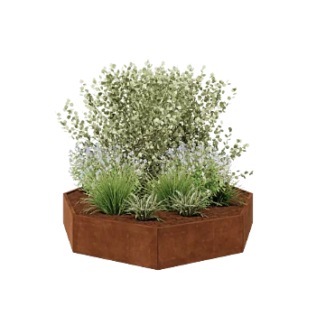 Floreira em aço corten - Octógone - 241,4 x 241,4 x 40 cm - Sem placa de base