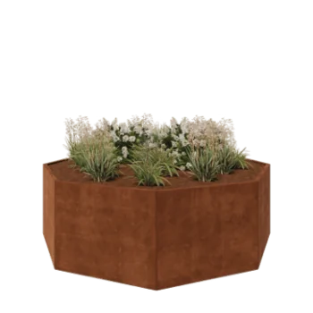 Floreira em aço corten - Octógone - 241,4 x 241,4 x 80 cm - Sem placa de base