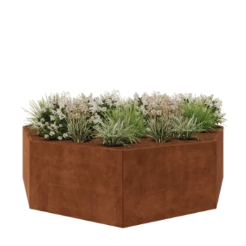 Floreira em aço corten - Octógone - 289,7 x 289,7 x 80 cm - Sem placa de base
