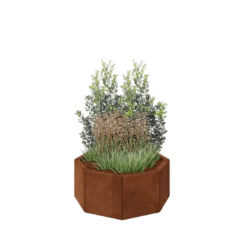 Floreira em aço corten - Octógone - 72,4 x 72,4 x 30 cm - Sem placa de base