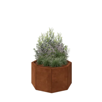 Floreira em aço corten - Octógone - 72,4 x 72,4 x 40 cm - Sem placa de base