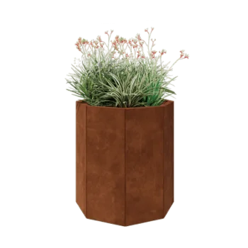 Floreira em aço corten - Octógone - 72,4 x 72,4 x 80 cm - Sem placa de base