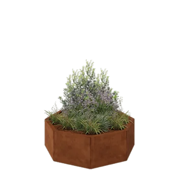 Floreira em aço corten - Octógone - 96,6 x 96,6 x 30 cm - Sem placa de base