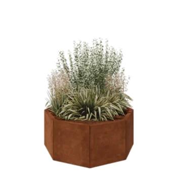Floreira em aço corten - Octógone - 96,6 x 96,6 x 40 cm - Sem placa de base