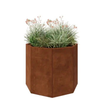 Floreira em aço corten - Octógone - 96,6 x 96,6 x 80 cm - Sem placa de base