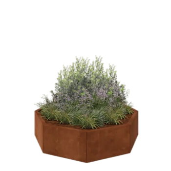 Floreira em aço corten - Octógone - 120,7 x 120,7 x 30 cm - Sem placa de base
