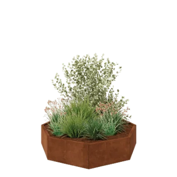 Floreira em aço corten - Octógone - 144,9 x 144,9 x 30 cm - Sem placa de base