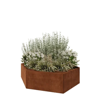 Floreira em aço corten - Hexágono - 199,3 x 173,2 x 50 cm - Sem placa de base