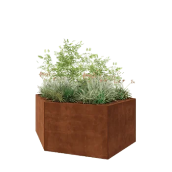 Floreira em aço corten - Hexágono - 199,3 x 173,2 x 80 cm - Sem placa de base