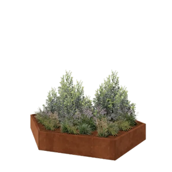Floreira em aço corten - Hexágono - 239,3 x 207,8 x 30 cm - Sem placa de base