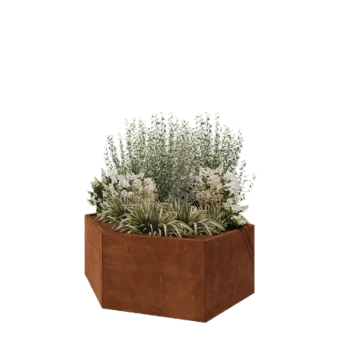 Floreira em aço corten - Hexágono - 159,3 x 138,6 x 60 cm - Sem placa de base