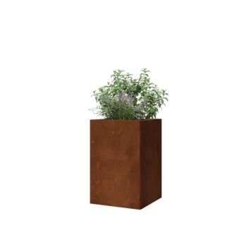 Floreira em aço corten - Quadrado - 40 x 40 x 60 cm - Sem placa de base