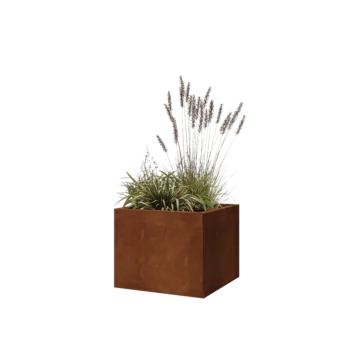 Floreira em aço corten - Quadrado - 50 x 50 x 40 cm - Sem placa de base