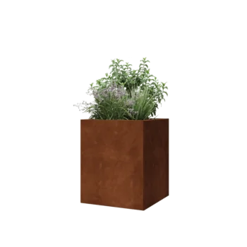 Floreira em aço corten - Quadrado - 50 x 50 x 60 cm - Sem placa de base