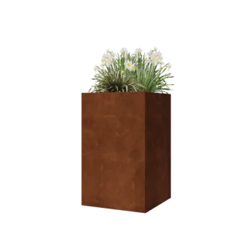 Floreira em aço corten - Quadrado - 50 x 50 x 80 cm - Sem placa de base
