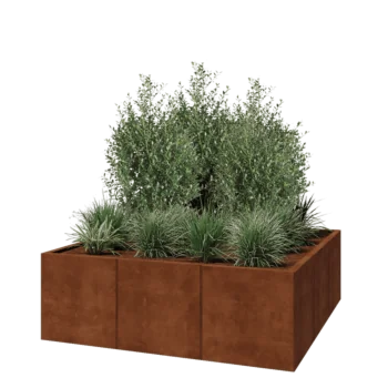 Floreira XXL em aço corten - Quadrado - 150 x 150 x 50 cm - Sem placa de base