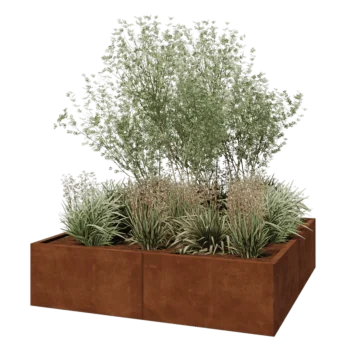 Floreira XXL em aço corten - Quadrado - 160 x 160 x 40 cm - Sem placa de base