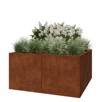 Floreira XXL em aço corten - Quadrado - 160 x 160 x 80 cm - Sem placa de base
