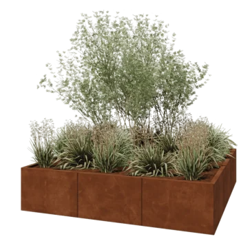 Floreira XXL em aço corten - Quadrado - 180 x 180 x 40 cm - Sem placa de base