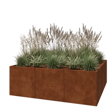 Floreira XXL em aço corten - Quadrado - 180 x 180 x 60 cm - Sem placa de base