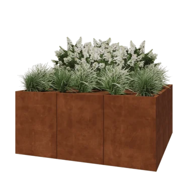 Floreira XXL em aço corten - Quadrado - 180 x 180 x 80 cm - Sem placa de base