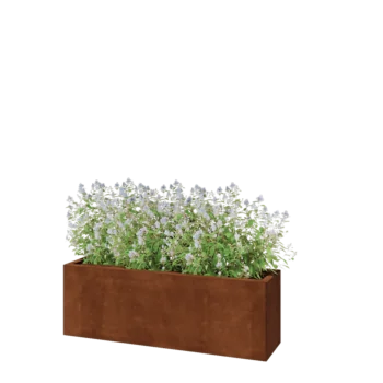 Floreira em aço corten - Retângulo - 120 x 30 x 40 cm - Com placa de base