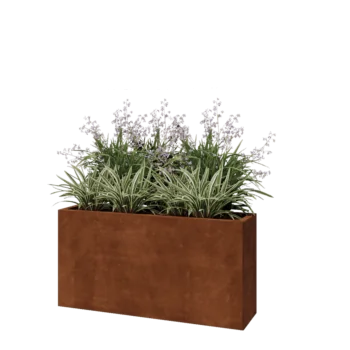 Floreira em aço corten - Retângulo - 120 x 30 x 60 cm - Sem placa de base