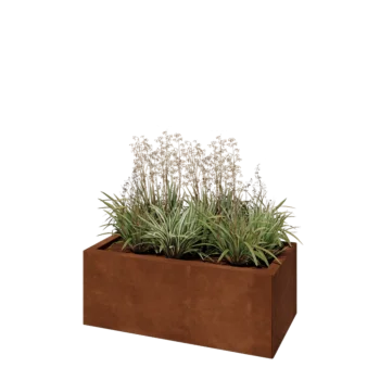Floreira em aço corten - Retângulo - 80 x 40 x 30 cm - Com placa de base
