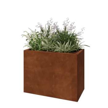 Floreira em aço corten - Retângulo - 80 x 40 x 60 cm - Com placa de base
