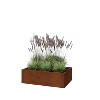 Floreira em aço corten - Retângulo - 100 x 60 x 30 cm - Com placa de base
