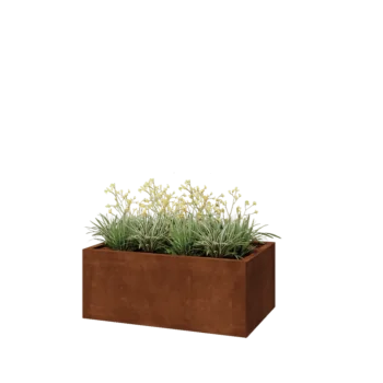 Floreira em aço corten - Retângulo - 100 x 60 x 40 cm - Sem placa de base