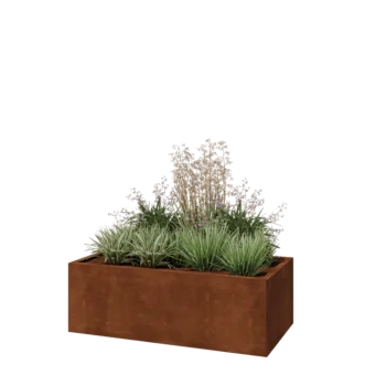 Floreira em aço corten - Retângulo - 120 x 60 x 40 cm - Sem placa de base