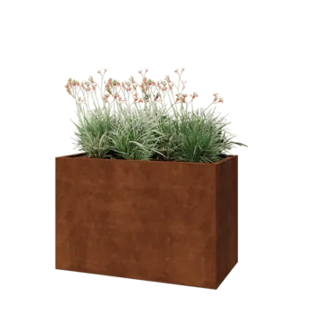 Floreira em aço corten - Retângulo - 120 x 60 x 80 cm - Sem placa de base