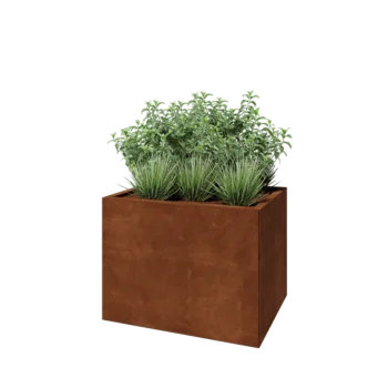 Floreira em aço corten - Retângulo - 80 x 60 x 60 cm - Sem placa de base