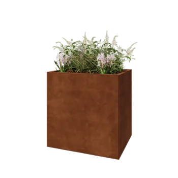 Floreira em aço corten - Retângulo - 80 x 60 x 80 cm - Sem placa de base