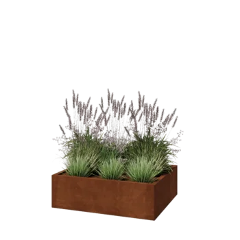 Floreira em aço corten - Retângulo - 100 x 80 x 30 cm - Com placa de base