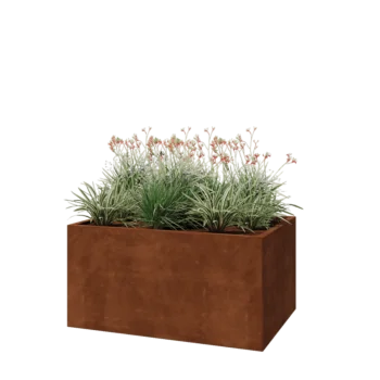 Floreira em aço corten - Retângulo - 120 x 80 x 60 cm - Sem placa de base