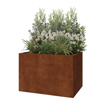 Floreira em aço corten - Retângulo - 120 x 80 x 80 cm - Sem placa de base