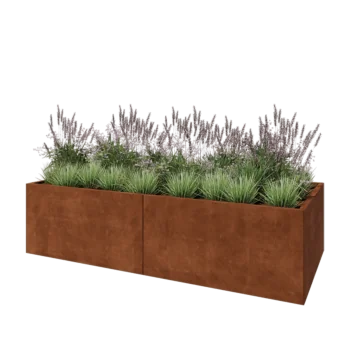 Floreira XXL em aço corten - Retângulo - 240 x 100 x 60 cm - Sem placa de base
