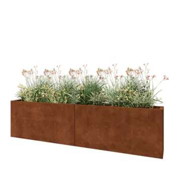 Floreira XXL em aço corten - Retângulo - 240 x 30 x 60 cm - Sem placa de base