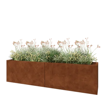 Floreira XXL em aço corten - Retângulo - 240 x 50 x 60 cm - Sem placa de base