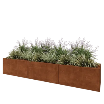 Floreira XXL em aço corten - Retângulo - 300 x 50 x 50 cm - Sem placa de base