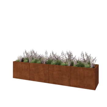 Floreira XXL em aço corten - Retângulo - 400 x 80 x 80 cm - Sem placa de base