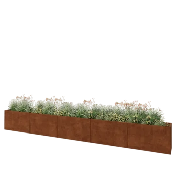 Floreira XXL em aço corten - Retângulo - 500 x 40 x 60 cm - Sem placa de base