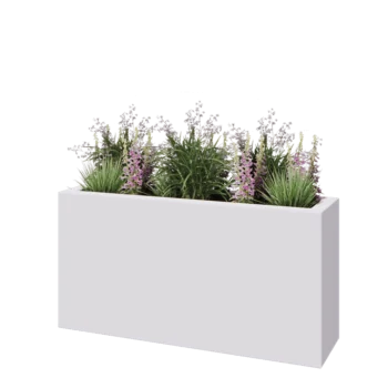 Floreira em fibra de vidro - Retângulo - 120 x 30 x 60 cm - RAL9010 mate (branco) - Com fundo