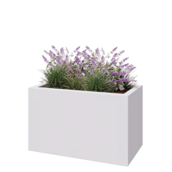 Floreira em fibra de vidro - Retângulo - 100 x 50 x 60 cm - RAL9010 mate (branco) - Com fundo