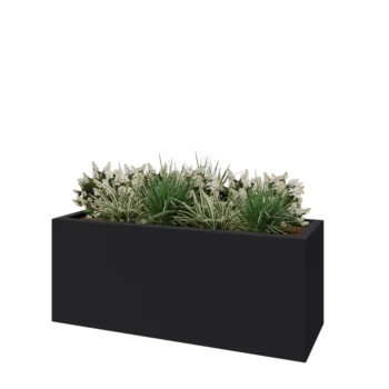 Floreira em fibra de vidro - Retângulo - 150 x 50 x 60 cm - RAL7021 mate (cinzento preto) - Com fundo